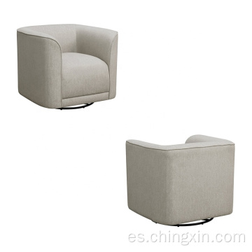 Moderna tela gris giratoria brazo acento sillón